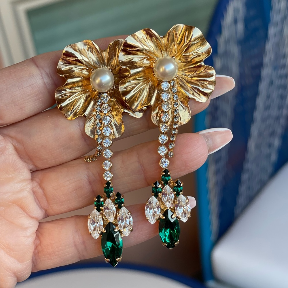 Anton Heunis Dangly Flower with Pendant Earrings